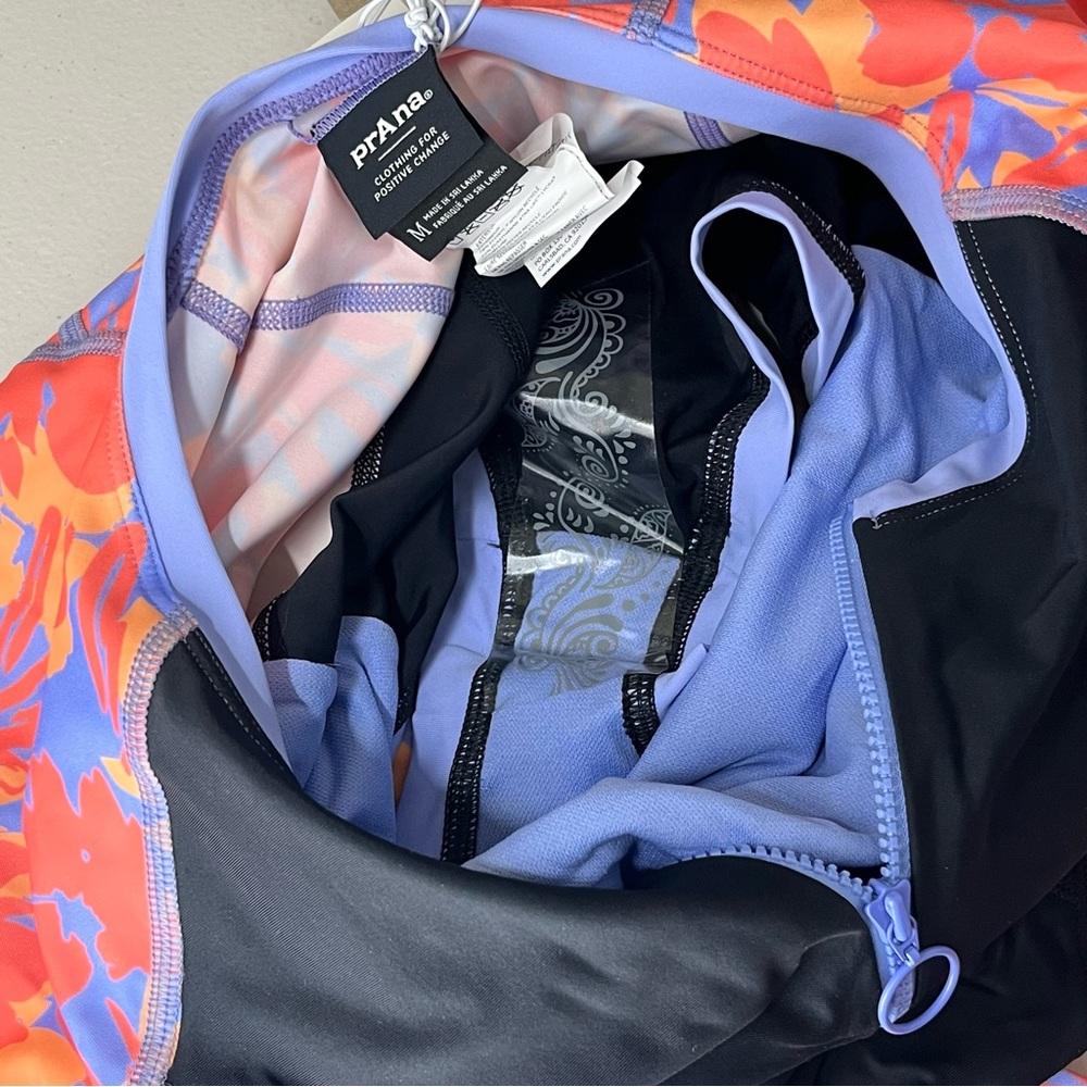 PRANA NWT MCKAYLA ONE PIECE SWIMSUIT IN BLACK COLORBLOCK MORNING GLORY MED LARGE - Picture 12 of 15